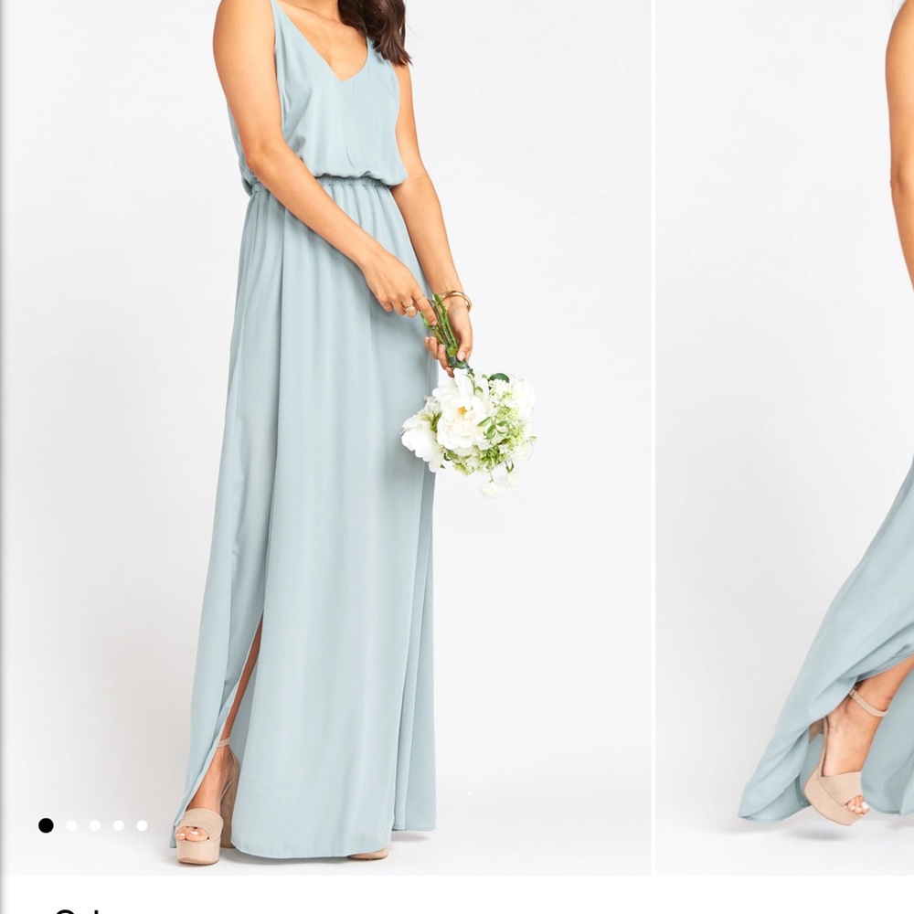 Show Me Your MuMu bridesmaids dress Kendall maxi dress in Silver Sage